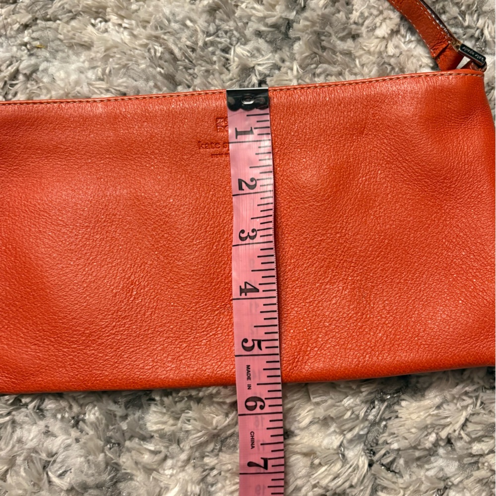 Kate Spade Orange Pebbled Leather Shoulder Bag Clutch Baguette Vintage Italian - Picture 6 of 6